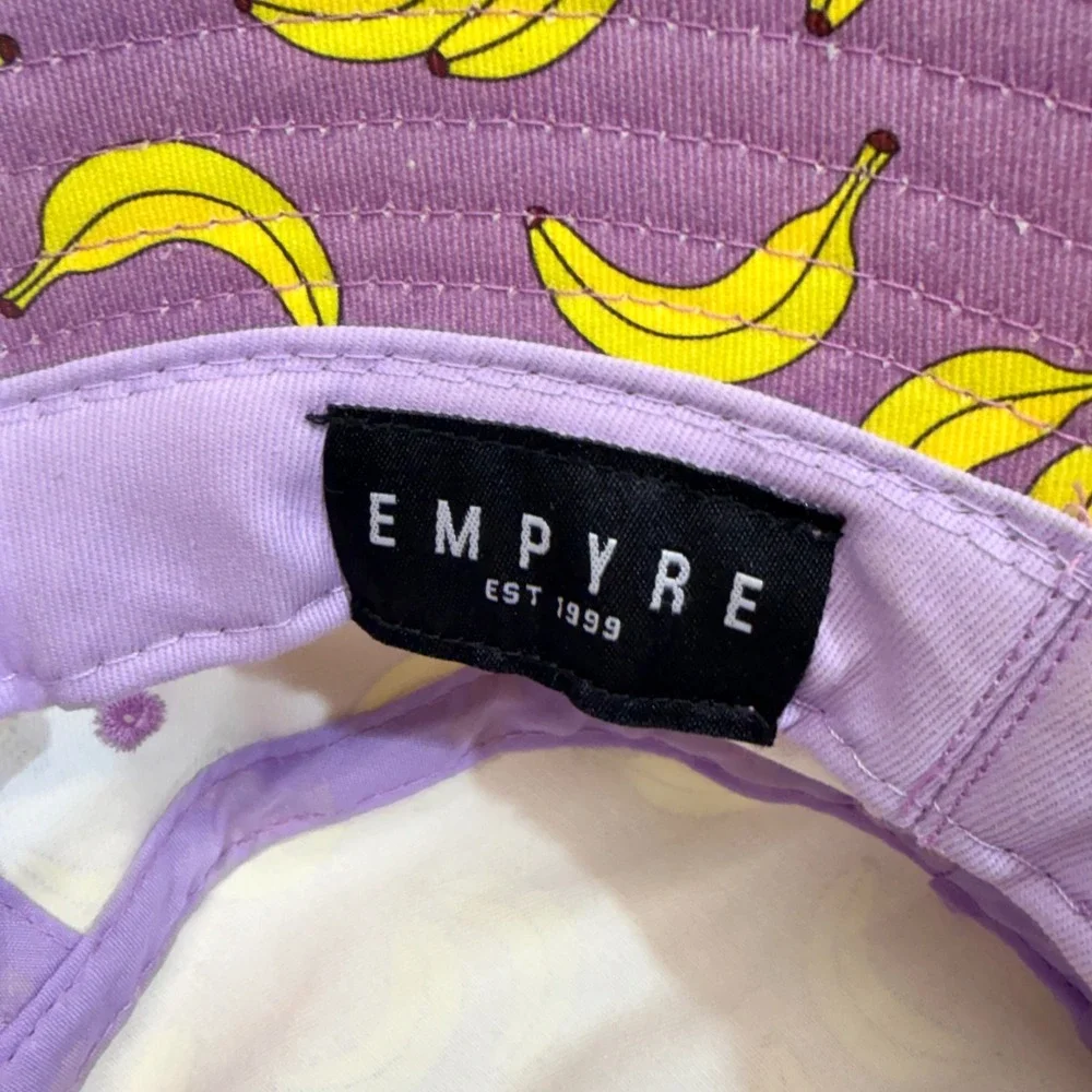 Empyre Bucket Hat One Size Purple‎ Yellow Banana Print Streetwear Sun Hat